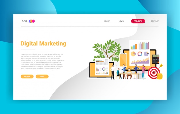 Progettazione della campagna di atterraggio di affari di marketing digitale