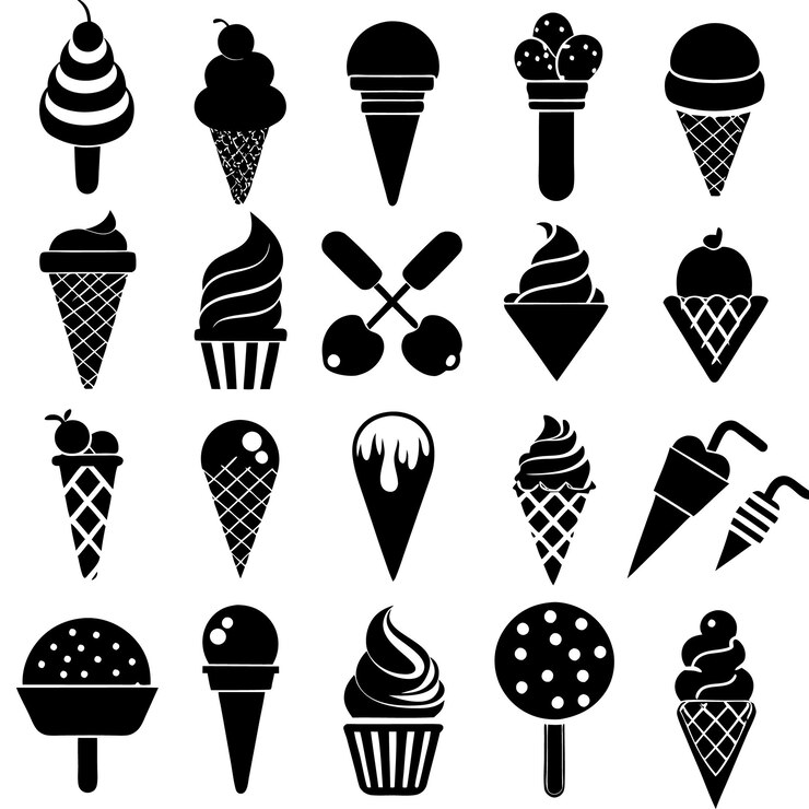 Vettore progettazione della collezione di icone di gelati