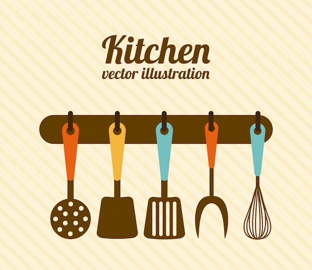 Progettazione della cucina sopra l'illustrazione beige di vettore del fondo