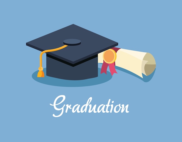 progettazione della laurea con cappuccio di laurea e diploma