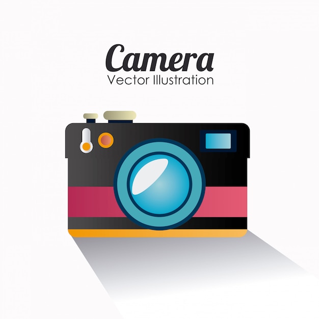 Progettazione della macchina fotografica sopra l&#39;illustrazione bianca di vettore del fondo