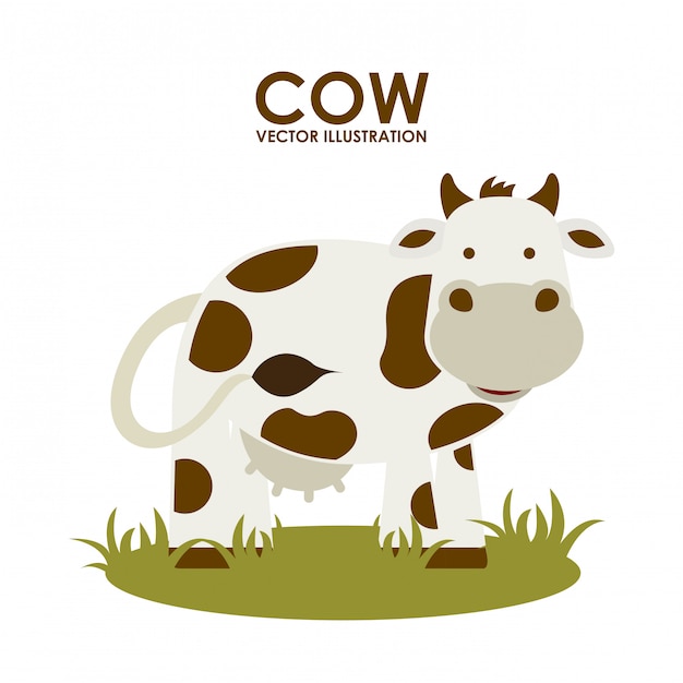 progettazione della mucca sopra l&#39;illustrazione bianca di vettore del fondo