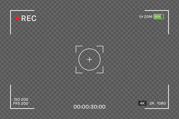 Progettazione dello sfondo dell'interfaccia REC piatta per la registrazione della telecamera e lo schermo video