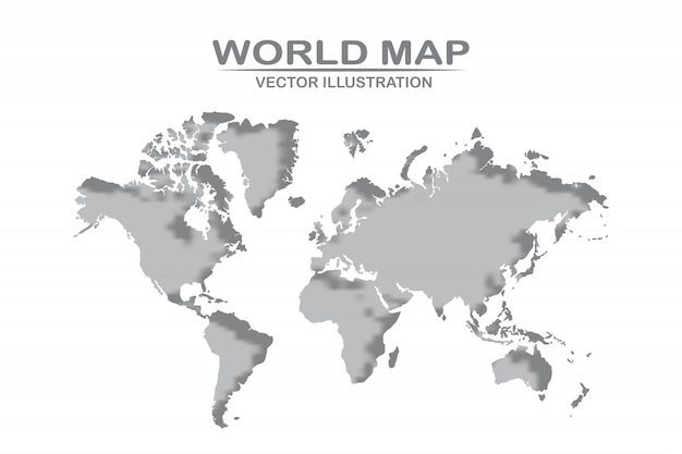 Progettazione dettagliata della mappa del mondo di colore bianco tagliato dalla carta. Illustrazione vettoriale