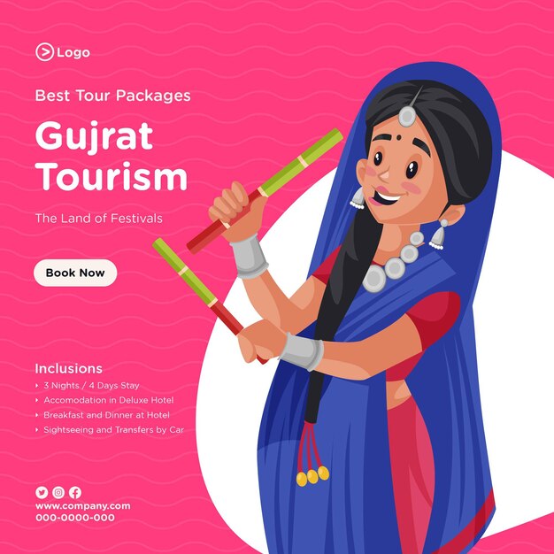 Progettazione di banner dei migliori pacchetti turistici del turismo di Gujrat