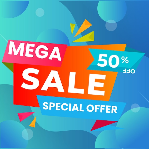 Progettazione di banner pubblicitari con offerta di sconto del 60% su sfondo astratto di arte fluida