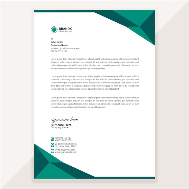Progettazione di carta intestata aziendale.