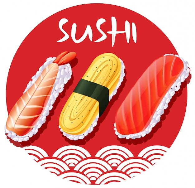 Progettazione di cibo giapponese con rotoli di sushi