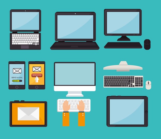 Progettazione di e-mail, illustrazione vettoriale.