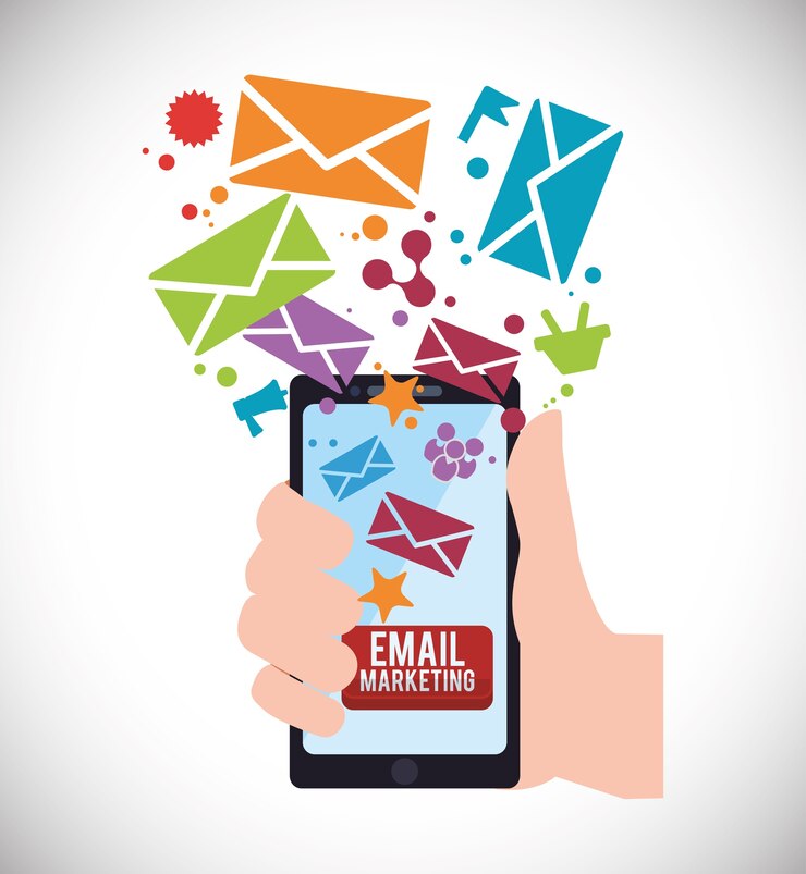 Vettore progettazione di email marketing e comunicazione