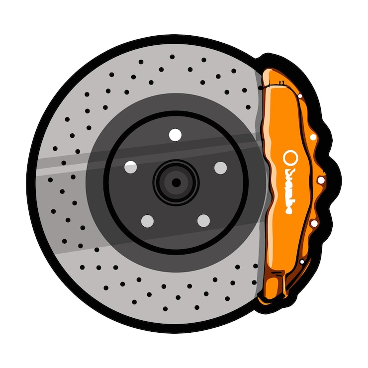 Vettore progettazione di illustratore vettoriale di freni a disco di auto da corsa