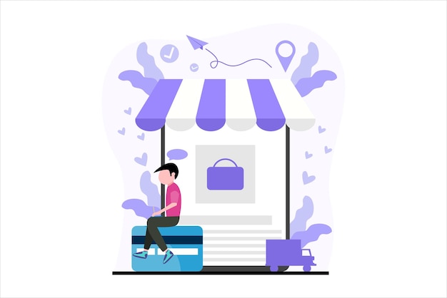 Progettazione di illustrazioni piatte per lo shopping online