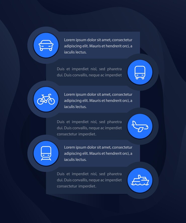 Vettore progettazione di infografica di trasporto e trasporto pubblico con icone di linea