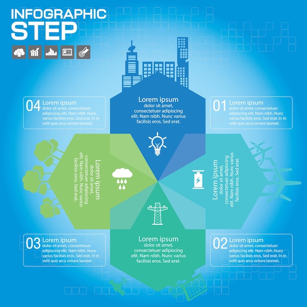 Progettazione di infografica timeline con frecce flusso di lavoro modello timeline o diagramma di processo diagramma di flusso illustrazione vettoriale eps10