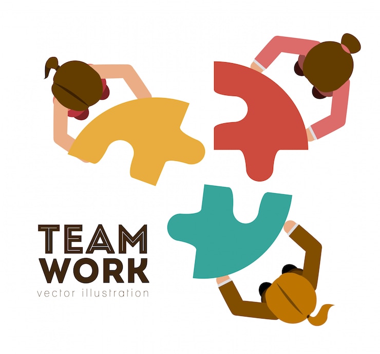Vettore progettazione di lavoro di squadra, illustrazione vettoriale.