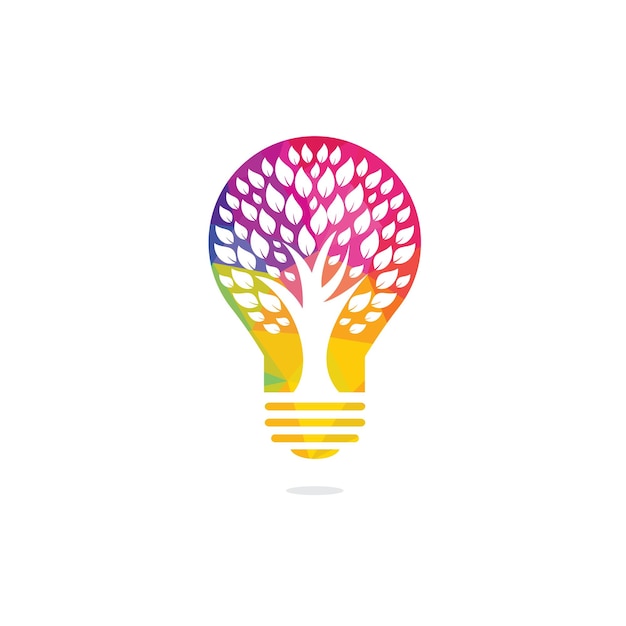 Progettazione di logo di vettore di simbolo della pianta della lampadina verde