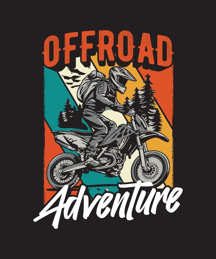 progettazione di magliette per motociclette d'avventura offroad