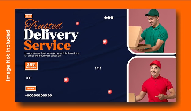 Progettazione di modelli di banner web per annunci di servizi di consegna