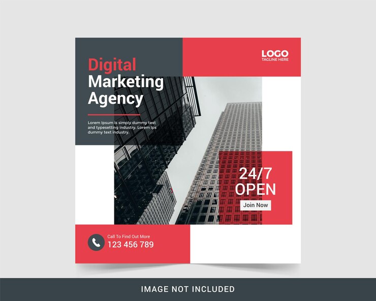 Progettazione di modelli di post sui social media e banner web dell'agenzia di marketing digitale o creativo Vettore Premium
