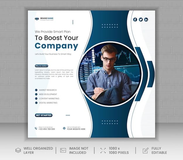 Progettazione di modelli di promozione di banner e post sui social media per aziende di business digitale vettoriale