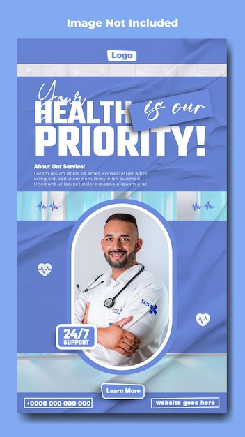 Progettazione di modelli di storie Instagram per la promozione di annunci di servizi medici