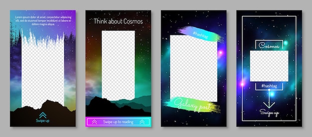 Progettazione di post di blog cosmico con swipe up