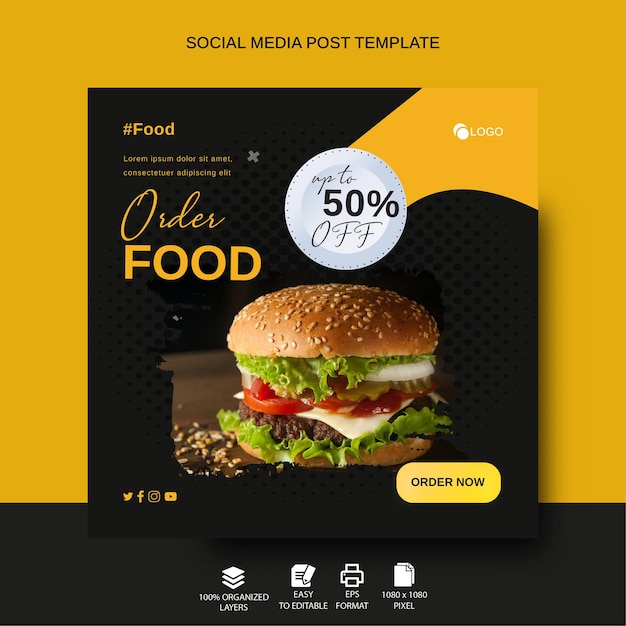 Progettazione di post sui social media per il menu del ristorante