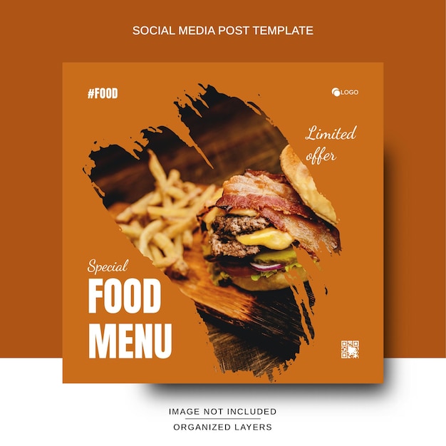 Progettazione di post sui social media per il menu del ristorante