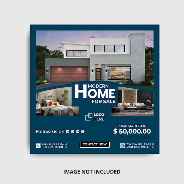Progettazione di post sui social media per la casa moderna immobiliare