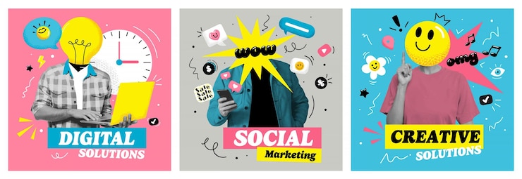 Vettore progettazione di poster a collage creative solutions