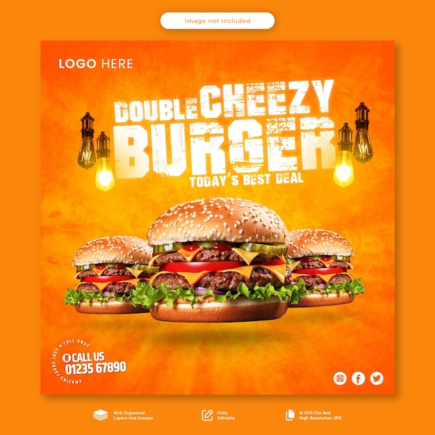 Progettazione di poster alimentari premium per la promozione e la vendita sui social media