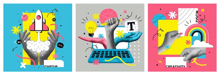 Vettore progettazione di poster collage startup