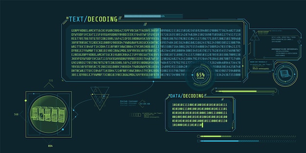 Progettazione di un'interfaccia software per la memorizzazione dei dati di elaborazione e decodifica Illustrazione vettoriale