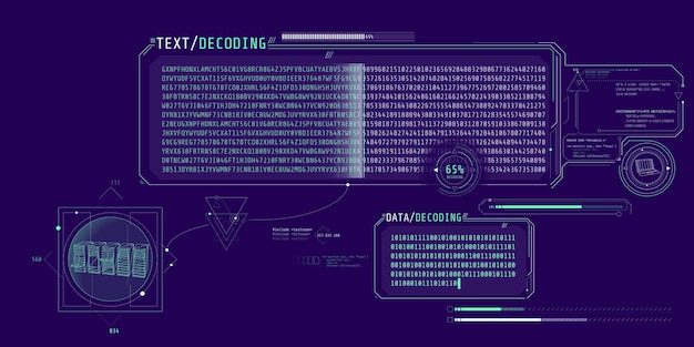 Progettazione di un'interfaccia software per la memorizzazione dei dati di elaborazione e decodifica Illustrazione vettoriale