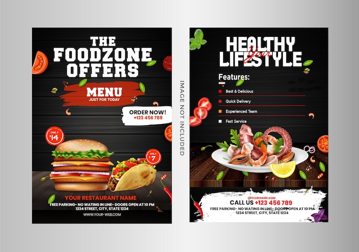 Vettore progettazione di volantini per fast food