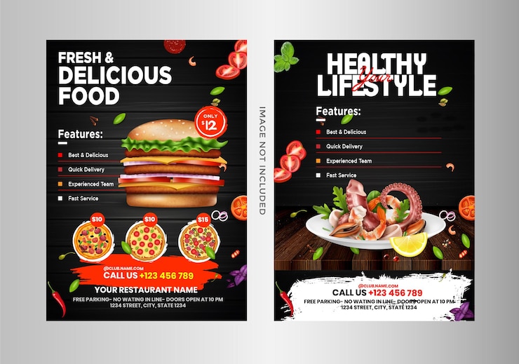 Vettore progettazione di volantini per fast food