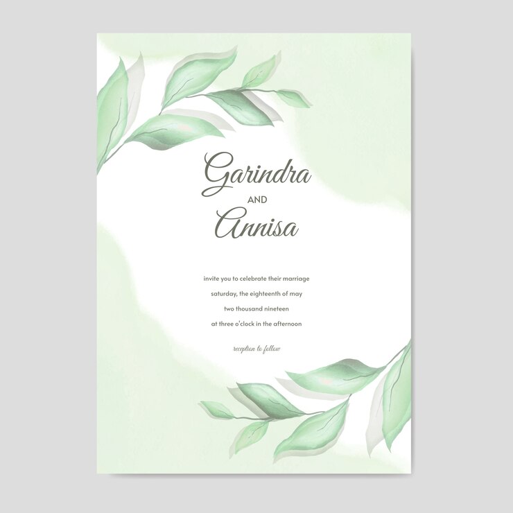Progettazione elegante del modello della carta dell'invito di nozze dell'acquerello
