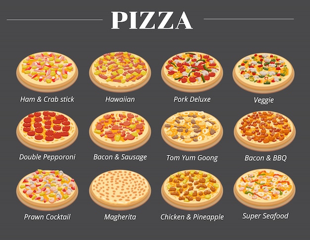 Progettazione grafica stabilita della raccolta di vettore del menu della pizza