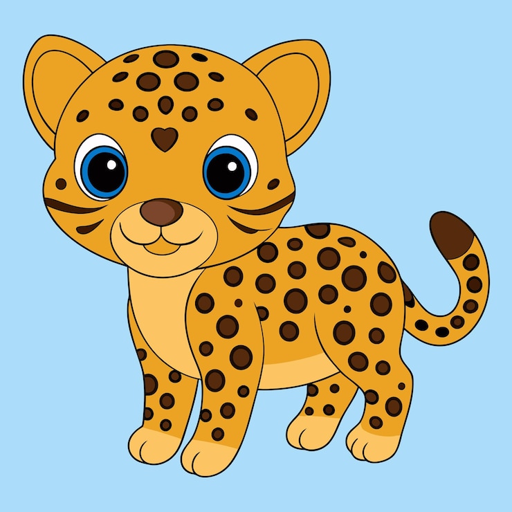 Vettore progettazione grafica vettoriale dei cartoni animati baby leopard