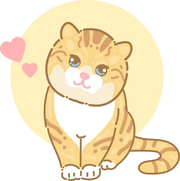 Progettazione piana dell'illustrazione sveglia del gatto