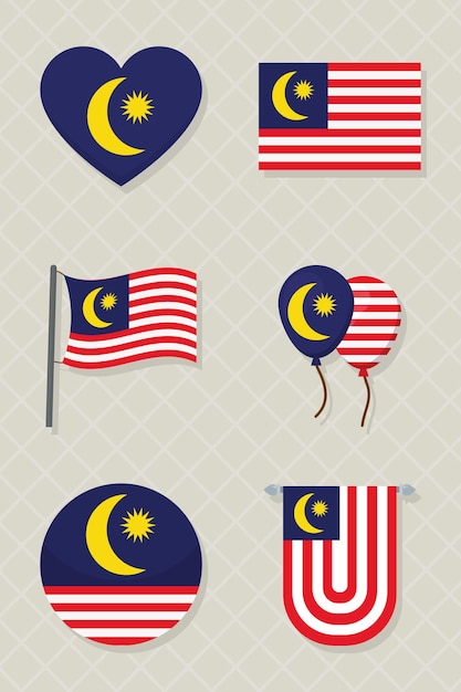 Progettazione stabilita dell'icona delle bandiere della Malesia