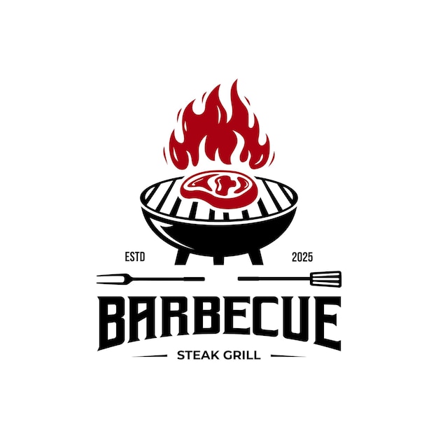 progettazione vettoriale del logo della griglia da barbecue