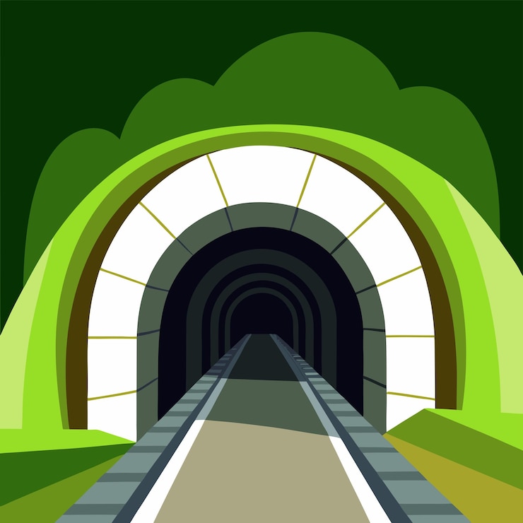 Vettore progettazione vettoriale dinamica di un tunnel moderna e dettagliata