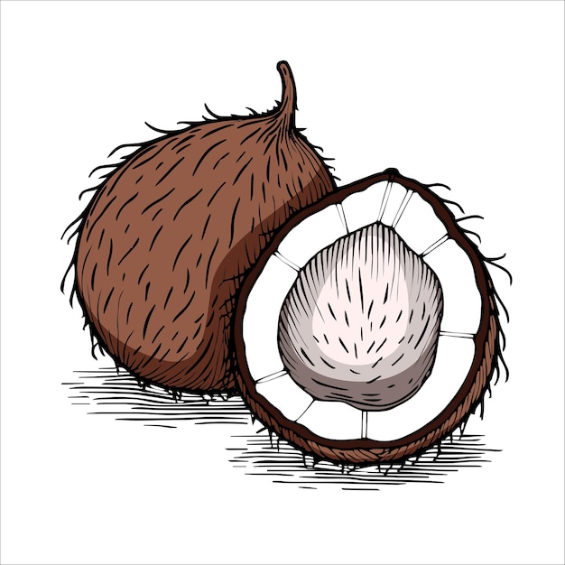 progettazione vettoriale disegnata a mano di frutta di cocco