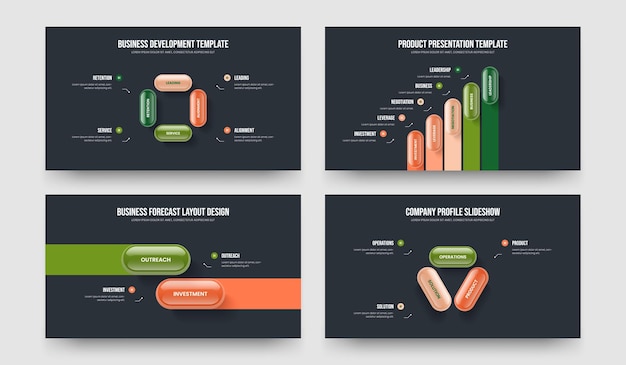 Progetto 4 5 2 3 Collezione di modelli di diapositive di diagrammi di elementi