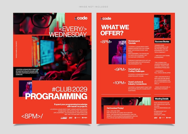 Programming Club Flyer Template Developer Coding Hacking Event Flyer in Vector EPS