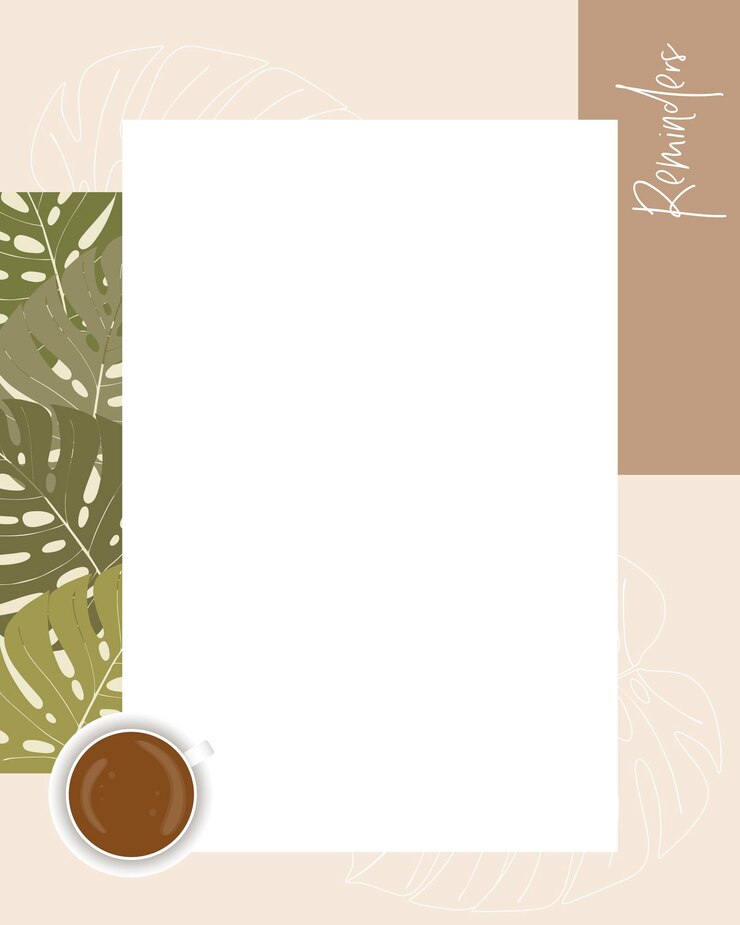Vettore promemoria collage scrapbooking note per fare la lista planner testo carta a righe caffè e monstera