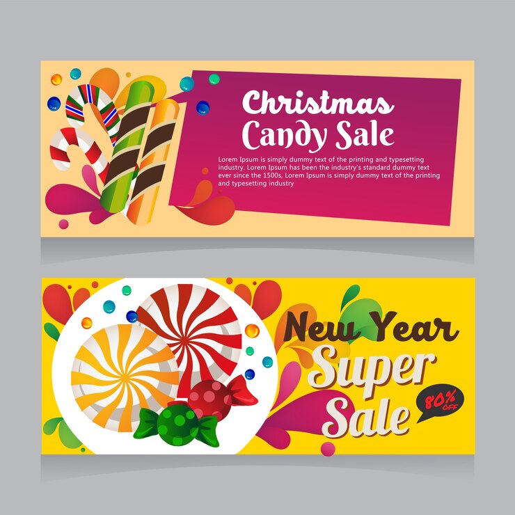 promo banner natalizio con caramelle