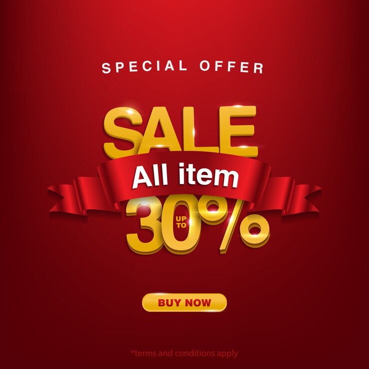 Promo, offerta speciale vendita tutto il prodotto fino al 30%
