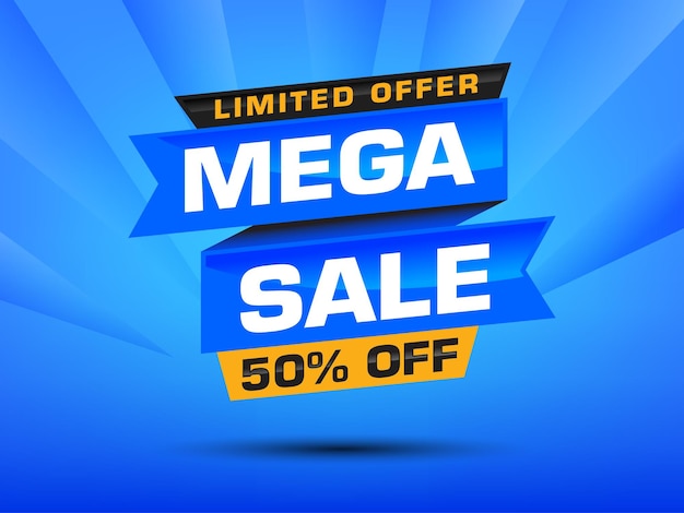 Promozione banner design sconto affare offerta marketing vendite illustrazione con testo Mega Sale